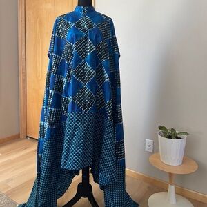 Blue and Black Patterned African Maxj dress